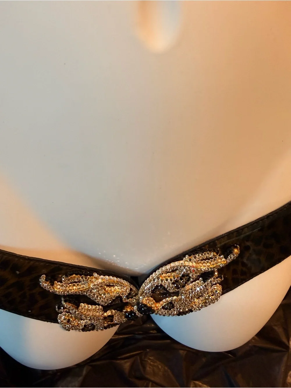 Embellished Black Leopard-Print Waist Belt